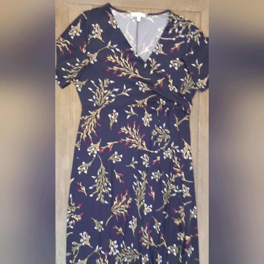 Chaus New York faux wrap dress, size XL, navy print